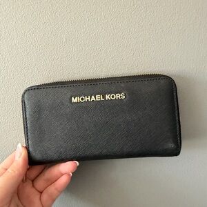 Michael Kors Black Zip-Around Wallet